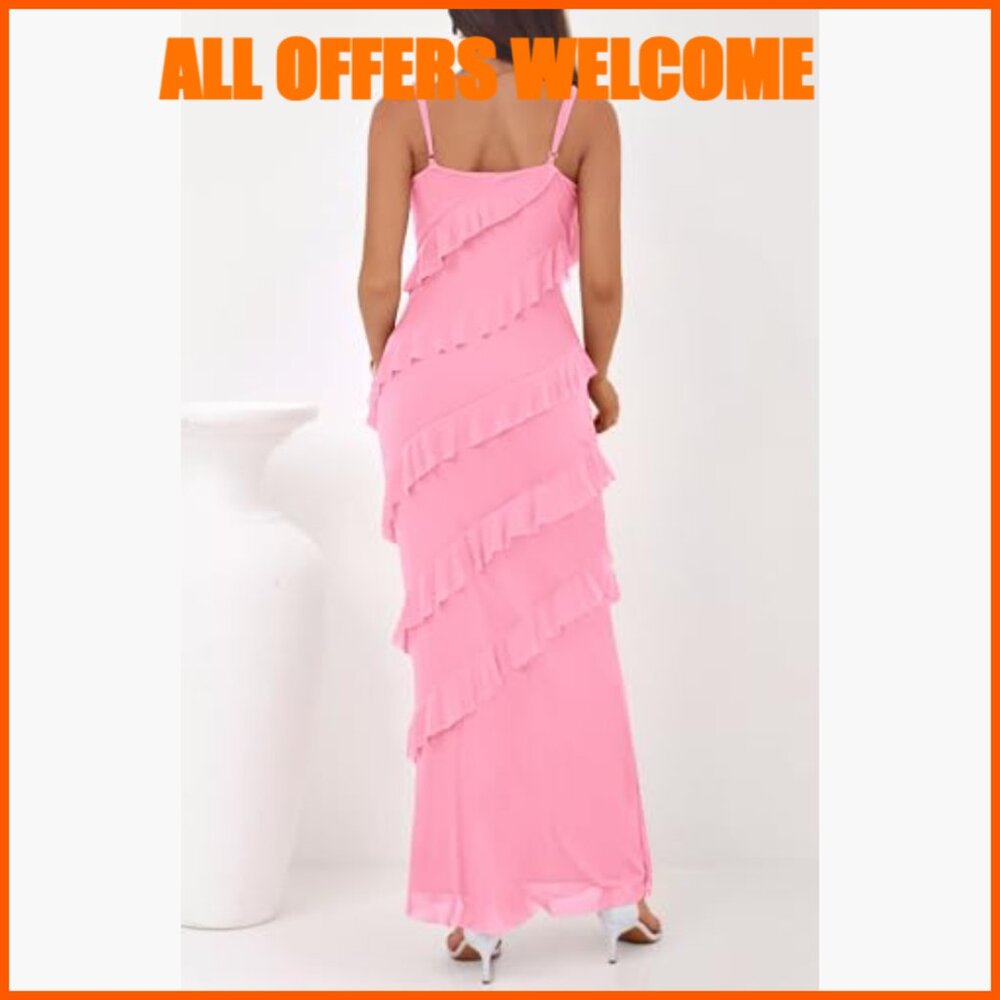 Polyester Blend Spaghetti Strap Bodycon Maxi Form… - image 3